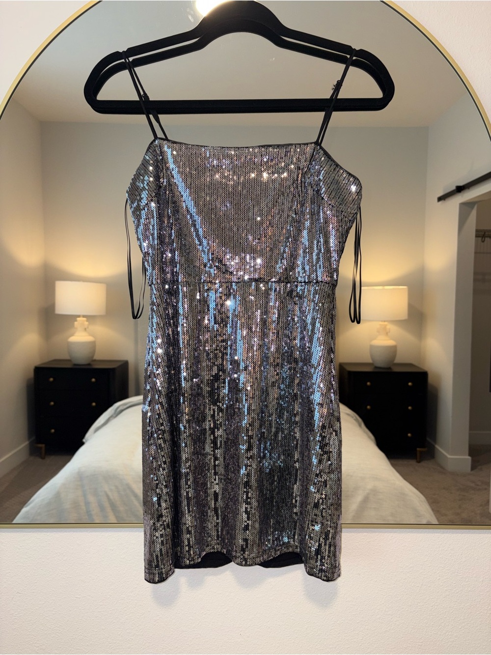 Sequin Slip Dress - Silver Sparkle